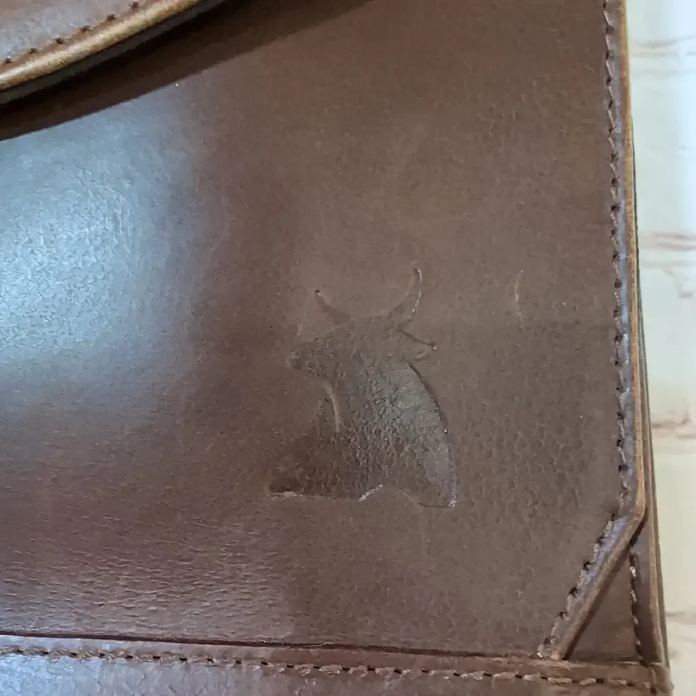 The Leather Farm Buffalo Leather Briefcase Organizer Messenger Bag Magnetic Flap